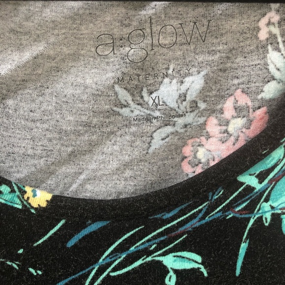 A Glow Maternity Shirt-Black Floral XL - Picture 2 of 3
